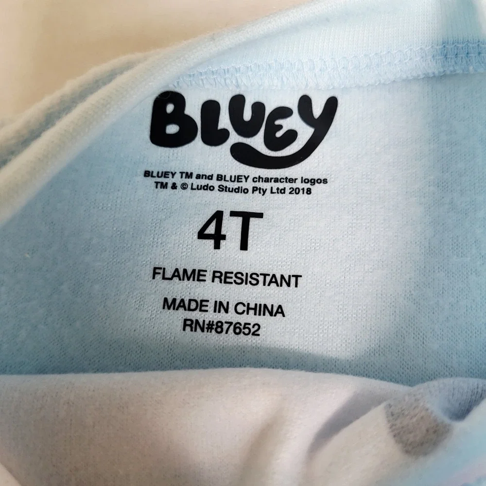 Bluey Boys Girls 4T Pajama Set Long Sleeve Pants Flame Resistant Sleepwear NWT‎